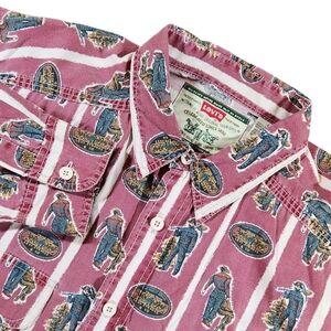 Vintage 90s Levi's All Over Print Cowboy Gold Minor Button Up Shirt 1994